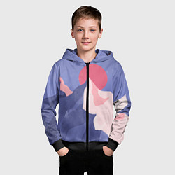 Толстовка на молнии детская Пейзаж гор и леса в стиле ретро, цвет: 3D-черный — фото 2