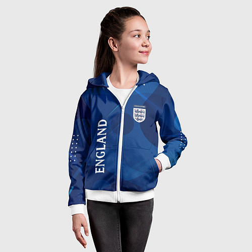 Детская толстовка на молнии Сборная Англии Синяя Абстракция / 3D-Белый – фото 4