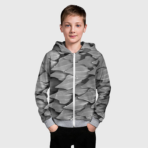 Детская толстовка на молнии Кожа акулы - броня / 3D-Меланж – фото 3