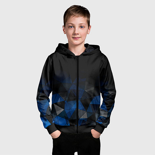 Детская толстовка на молнии Черно-синий геометрический / 3D-Черный – фото 3