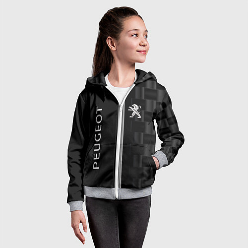 Детская толстовка на молнии Peugeot карбон абстракция / 3D-Меланж – фото 4
