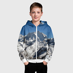 Толстовка на молнии детская Канченджанга, Гималаи, 8 586 м, цвет: 3D-белый — фото 2