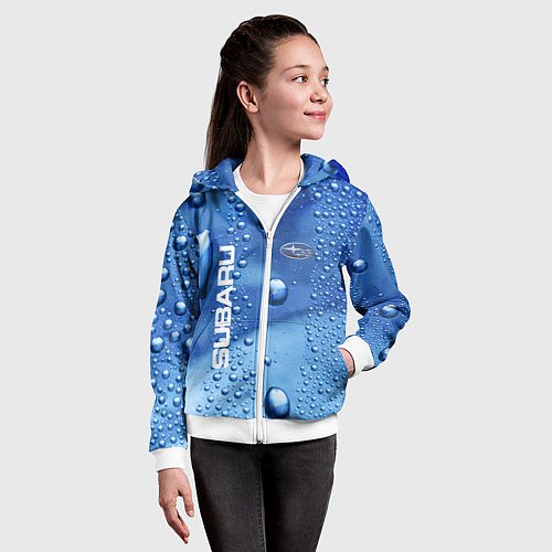 Детская толстовка на молнии Subaru - капли / 3D-Белый – фото 4