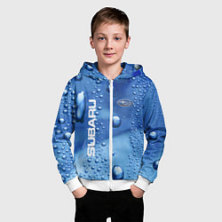 Толстовка на молнии детская Subaru - капли, цвет: 3D-белый — фото 2