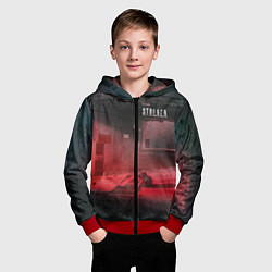 Толстовка на молнии детская STALKER Кот Смотрит В Окно Во Время Выброса, цвет: 3D-красный — фото 2