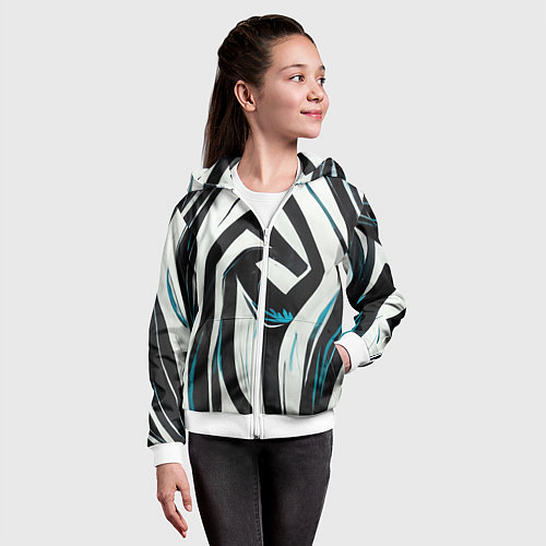 Детская толстовка на молнии Цифровой окрас зебры / 3D-Белый – фото 4