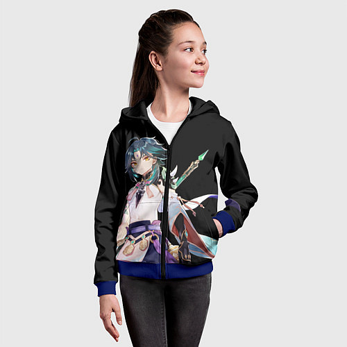 Детская толстовка на молнии Адепт Сяо - Минимализм / 3D-Синий – фото 4