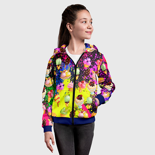 Детская толстовка на молнии Мороженки Вкуснятина / 3D-Синий – фото 4