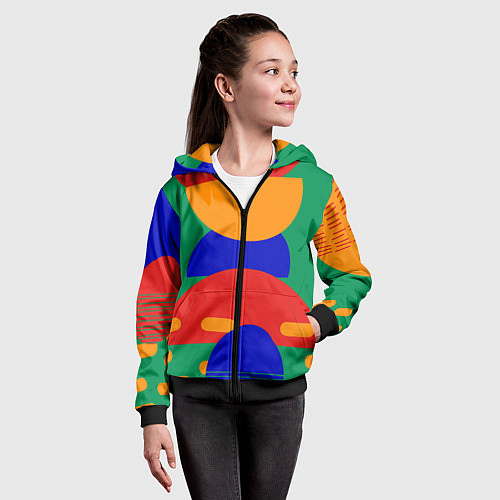 Детская толстовка на молнии Абстракция - геометрические фигуры / 3D-Черный – фото 4