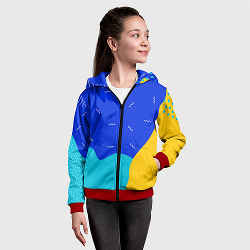 Детская толстовка на молнии Кляксы - абстракция / 3D-Красный – фото 4