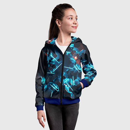 Детская толстовка на молнии Неоновая змейка / 3D-Синий – фото 4