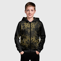 Толстовка на молнии детская Universe in golden crackles abstraction, цвет: 3D-черный — фото 2