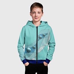 Толстовка на молнии детская Голубая геометрическая абстракция Круги и сферы Го, цвет: 3D-синий — фото 2