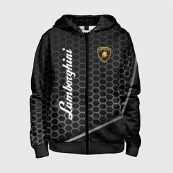 Толстовка на молнии детская Lamborghini карбон, цвет: 3D-черный
