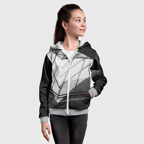Детская толстовка на молнии Абстрактные тени и геометрические фигуры / 3D-Меланж – фото 4