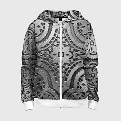 Толстовка на молнии детская Кружевная кольчуга, цвет: 3D-белый