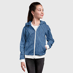 Толстовка на молнии детская Деним - джинсовая ткань текстура, цвет: 3D-белый — фото 2