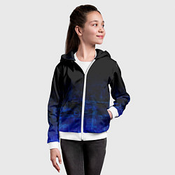 Толстовка на молнии детская Однотонный черный и темно синий гранжевый градиент, цвет: 3D-белый — фото 2