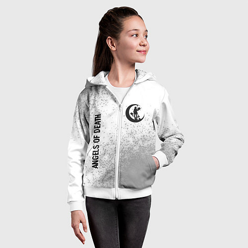 Детская толстовка на молнии Angels of Death glitch на светлом фоне: надпись, с / 3D-Белый – фото 4