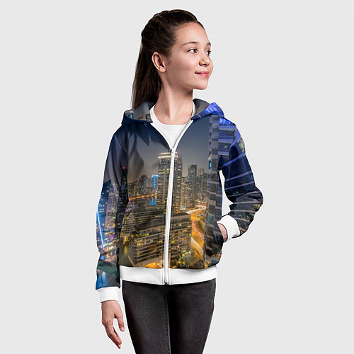 Детская толстовка на молнии Ночной красочный город / 3D-Белый – фото 4