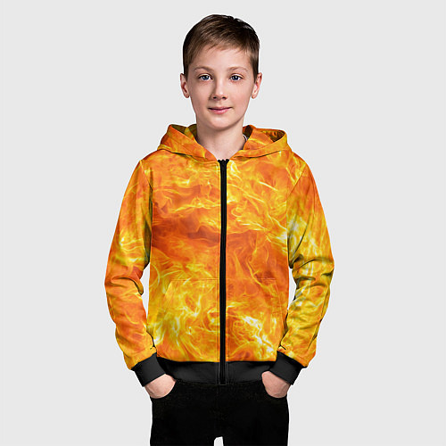 Детская толстовка на молнии Бушующий огонь / 3D-Черный – фото 3
