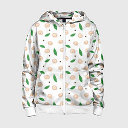 Толстовка на молнии детская Пельмени с лавровым листом и перцем, цвет: 3D-белый