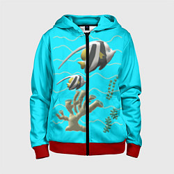 Детская толстовка на молнии Подводный мир рыбки кораллы