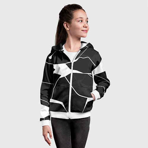 Детская толстовка на молнии Черно-белая классика / 3D-Белый – фото 4