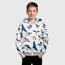 Толстовка на молнии детская Ласточки парят в небе, цвет: 3D-меланж — фото 2