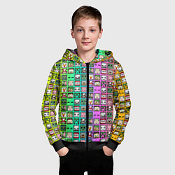 Толстовка на молнии детская Minecraft characters neon, цвет: 3D-черный — фото 2