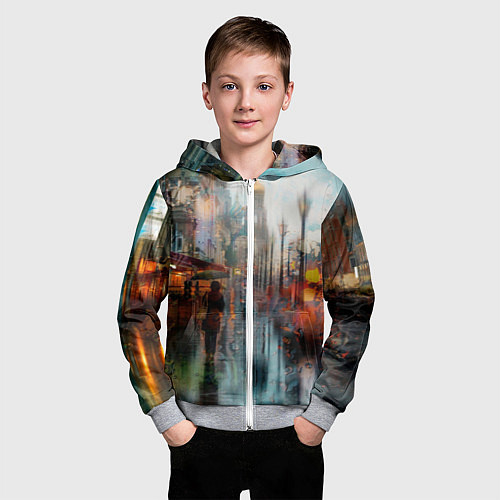 Детская толстовка на молнии В Питере дождь / 3D-Меланж – фото 3
