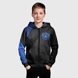 Толстовка на молнии детская Черно-синий герб России, цвет: 3D-черный — фото 2