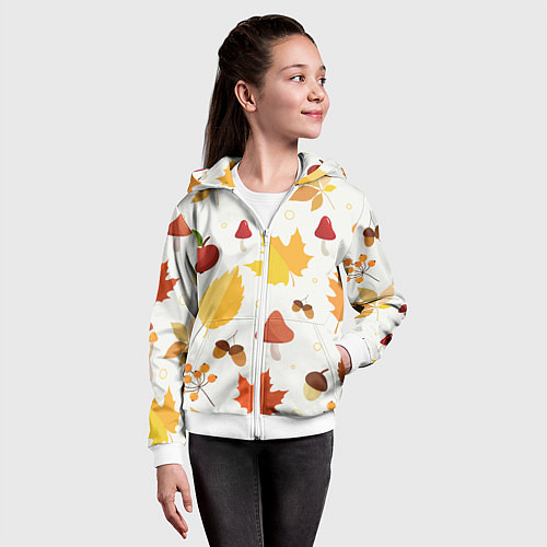 Детская толстовка на молнии Осенние дары природы / 3D-Белый – фото 4