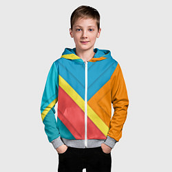 Толстовка на молнии детская Простейший геометрический узор, цвет: 3D-меланж — фото 2