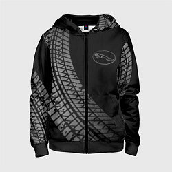 Толстовка на молнии детская Jaguar tire tracks, цвет: 3D-черный