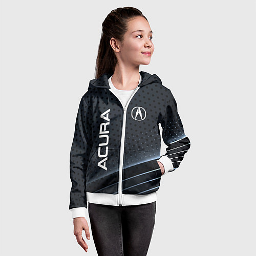 Детская толстовка на молнии Acura карбон / 3D-Белый – фото 4