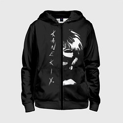 Толстовка на молнии детская Tokyo Ghoul Kaneki Ken - anime, цвет: 3D-черный