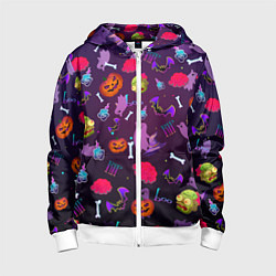 Толстовка на молнии детская Это Хэллоуин, цвет: 3D-белый