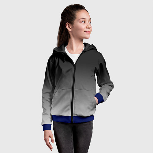 Детская толстовка на молнии Серый градиент / 3D-Синий – фото 4