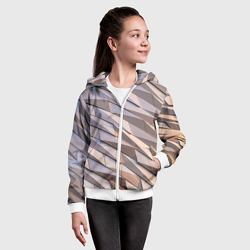 Детская толстовка на молнии Металлическая брoня / 3D-Белый – фото 4