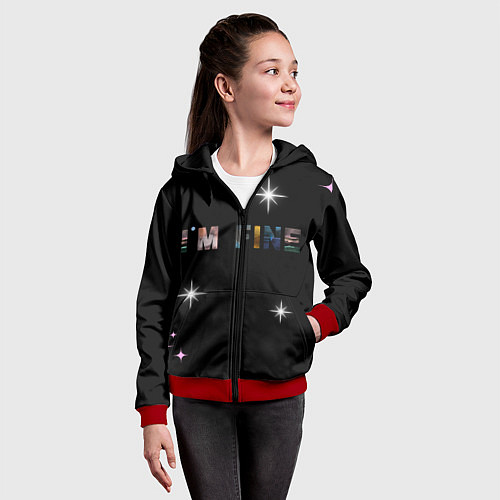 Детская толстовка на молнии Надпись / 3D-Красный – фото 4