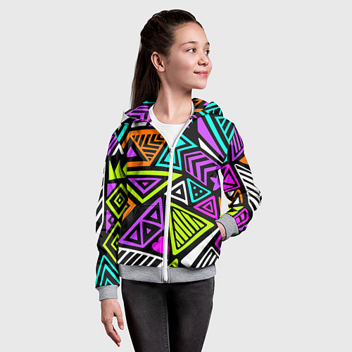 Детская толстовка на молнии Abstract geometric shapes / 3D-Меланж – фото 4