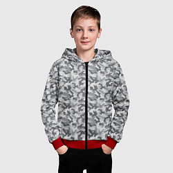 Толстовка на молнии детская Камуфляж М-21 серый, цвет: 3D-красный — фото 2