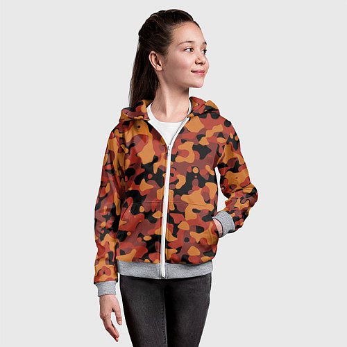 Детская толстовка на молнии Камуфляж Common Orange / 3D-Меланж – фото 4