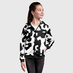 Толстовка на молнии детская Камуфляж Cowskin крупный, цвет: 3D-черный — фото 2
