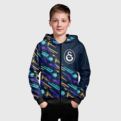 Толстовка на молнии детская Galatasaray градиентные мячи, цвет: 3D-черный — фото 2