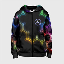 Детская толстовка на молнии Mercedes - neon pattern