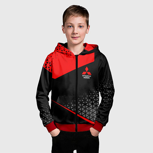 Детская толстовка на молнии Mitsubishi - Sportwear / 3D-Красный – фото 3