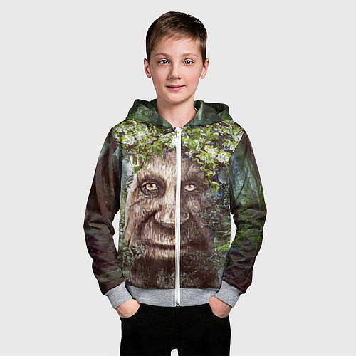 Детская толстовка на молнии Мудрое Таинственное Дерево / 3D-Меланж – фото 3