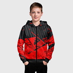 Толстовка на молнии детская Красные брызги на черном фоне, цвет: 3D-черный — фото 2